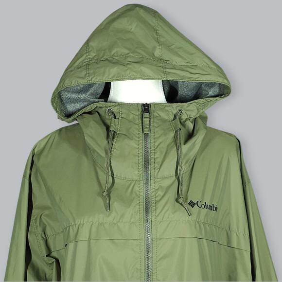 Columbia Jacket Mens XL Green Waterproof Rain Hooded Omni Tech Packable - Picture 2 of 12